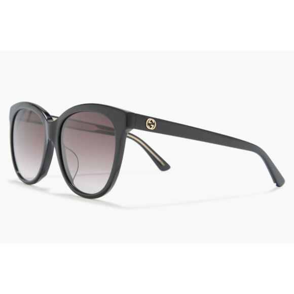 Gucci 58mm Round Cat Eye Sunglasses Black Gold main image 6